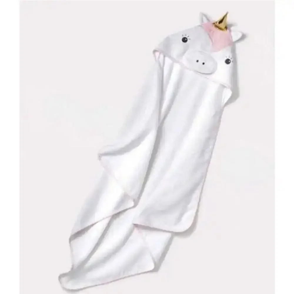 Cloud Island White Unicorn Infant Hooded Towel 30”x30” NWT